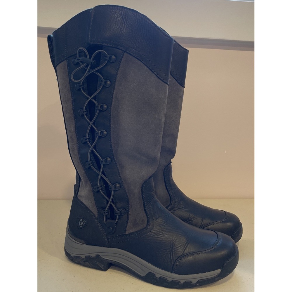 Womens ARIAT GRASMERE Waterproof Riding Country Boots Size 8 Black Gray Gore-Tex